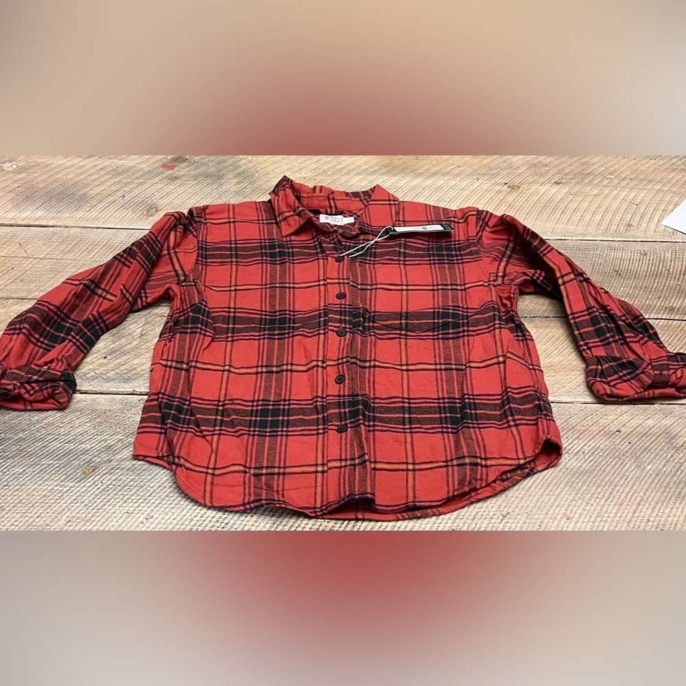 Alpine Design‎ Women's Small Red Fiery Skipper Plaid Midweight Flannel Shirt NEW